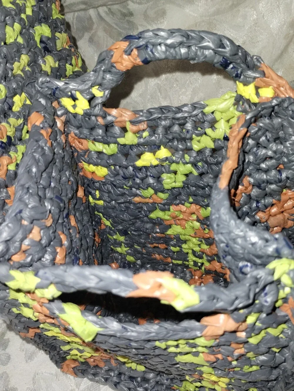 Recycled Plastic Crochet Bag With Separate Interior Bag